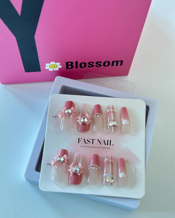 Y-Blossom press on nails Semi-nails Top1 pink