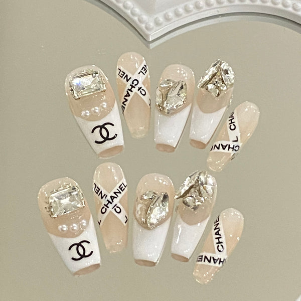 Press On Nails - Luxury Handmade / Miss Chanel